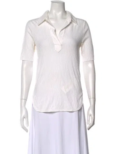 Pre-owned Helmut Lang V-neck Short Sleeve Polo In White