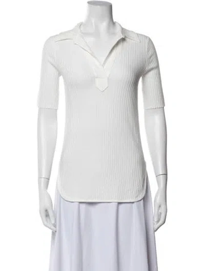 Pre-owned Helmut Lang V-neck Short Sleeve Polo In White