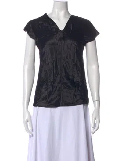 Pre-owned Helmut Lang V-neck Short Sleeve Top In Black
