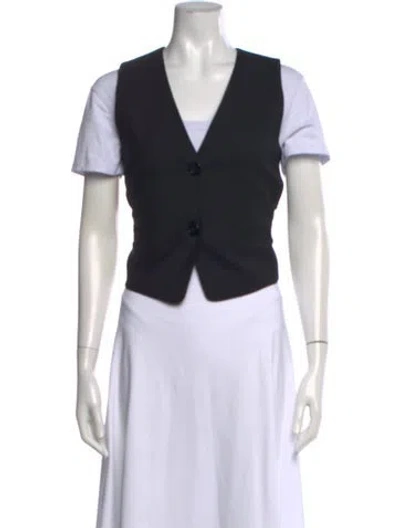 Pre-owned Helmut Lang V-neck Short Sleeve Top In Black