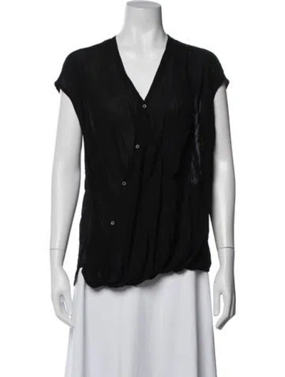 Pre-owned Helmut Lang V-neck Short Sleeve Top In Black