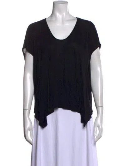 Pre-owned Helmut Lang V-neck Short Sleeve Top In Black