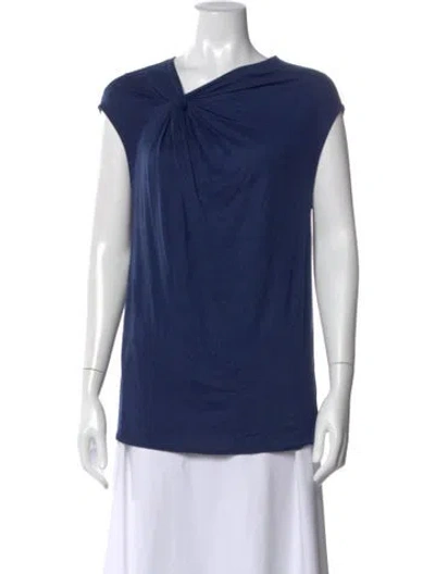 Pre-owned Helmut Lang V-neck Short Sleeve Top In Blue