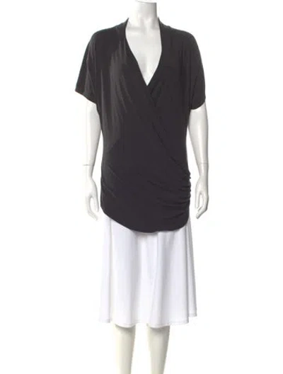 Pre-owned Helmut Lang V-neck Short Sleeve Top In Gray