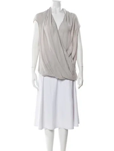 Pre-owned Helmut Lang V-neck Short Sleeve Top In Gray