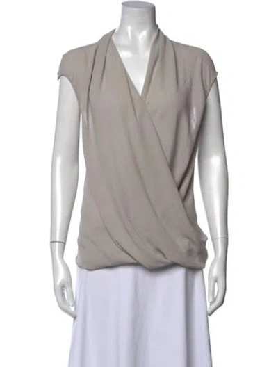 Pre-owned Helmut Lang V-neck Short Sleeve Top In Gray