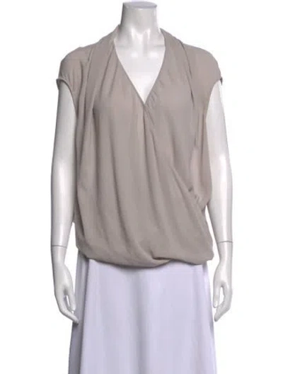 Pre-owned Helmut Lang V-neck Short Sleeve Top In Grey