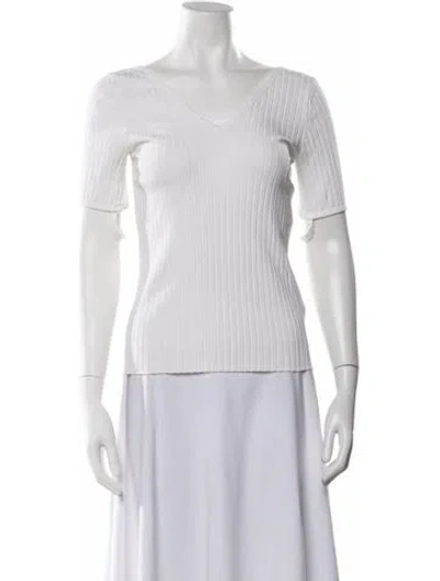 Pre-owned Helmut Lang V-neck Short Sleeve Top In White