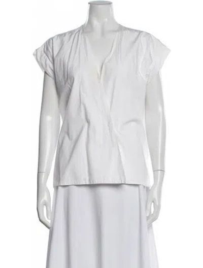 Pre-owned Helmut Lang V-neck Short Sleeve Top In White