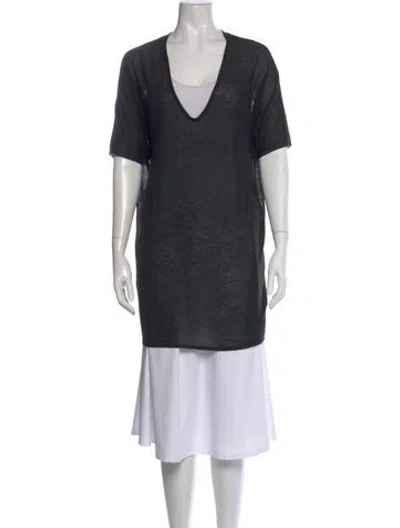 Pre-owned Helmut Lang V-neck Short Sleeve T-shirt In Black
