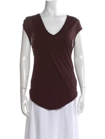 Pre-owned Helmut Lang V-neck Short Sleeve T-shirt In Burgundy