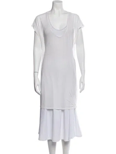 Pre-owned Helmut Lang V-neck Short Sleeve T-shirt In White