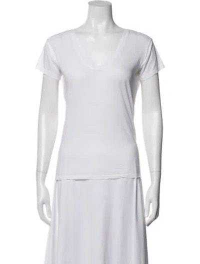 Pre-owned Helmut Lang V-neck Short Sleeve T-shirt In White