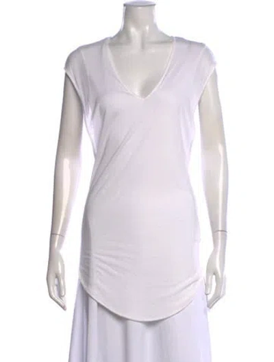 Pre-owned Helmut Lang V-neck Short Sleeve T-shirt In White