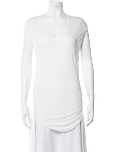 Pre-owned Helmut Lang V-neck Short Sleeve T-shirt In White