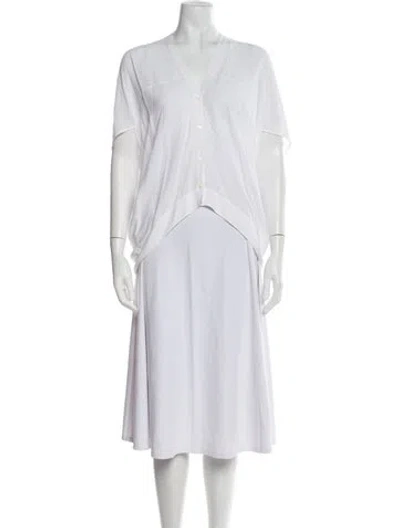 Pre-owned Helmut Lang V-neck Short Sleeve Tunic In White