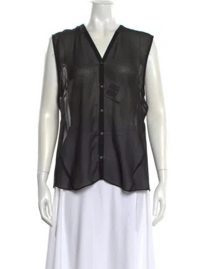 Pre-owned Helmut Lang V-neck Sleeveless Blouse In Black