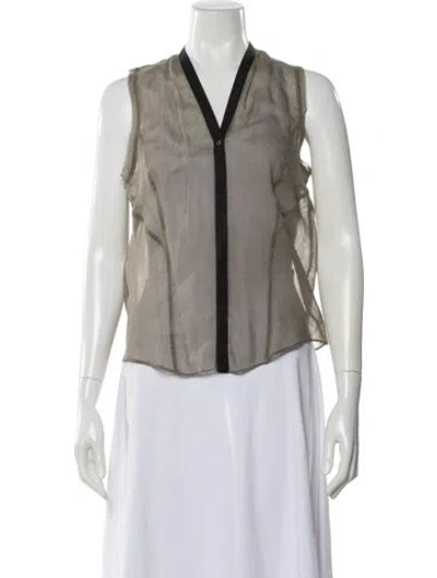 Pre-owned Helmut Lang V-neck Sleeveless Blouse In Gray