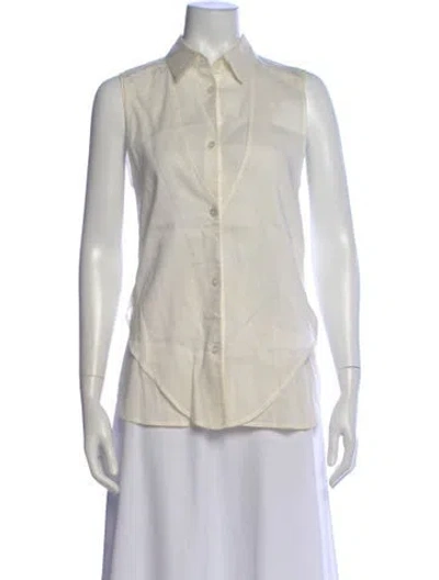 Pre-owned Helmut Lang V-neck Sleeveless Button-up Top W/ Tags In Neutral