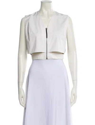 Pre-owned Helmut Lang V-neck Sleeveless Crop Top In White