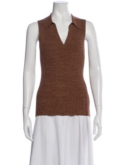 Pre-owned Helmut Lang V-neck Sleeveless Polo In Brown