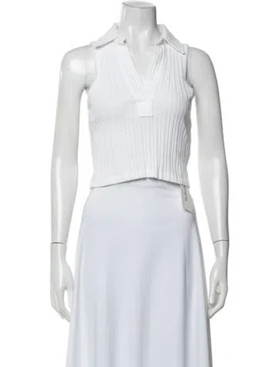 Pre-owned Helmut Lang V-neck Sleeveless Polo In White