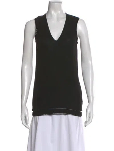 Pre-owned Helmut Lang V-neck Sleeveless Top In Black