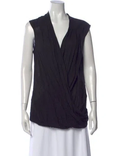 Pre-owned Helmut Lang V-neck Sleeveless Top In Black