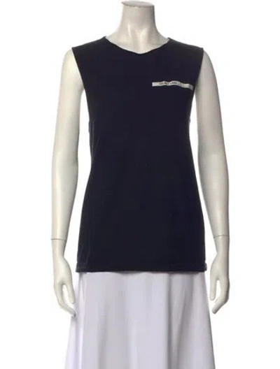 Pre-owned Helmut Lang V-neck Sleeveless Top In Black
