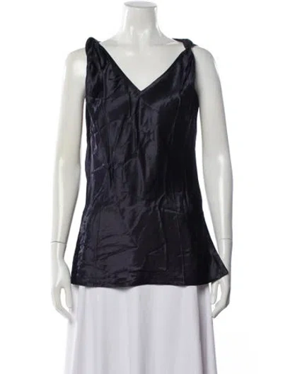 Pre-owned Helmut Lang V-neck Sleeveless Top In Blue
