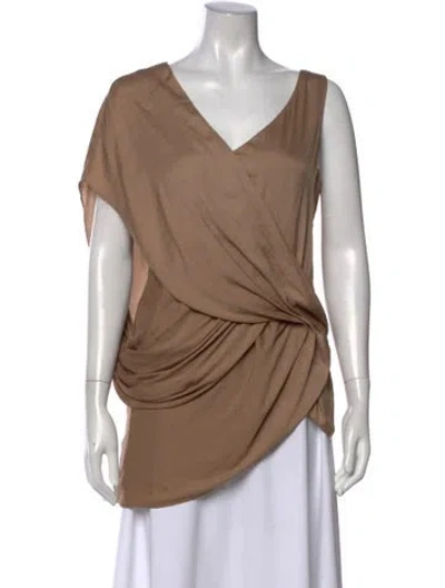 Pre-owned Helmut Lang V-neck Sleeveless Top In Brown