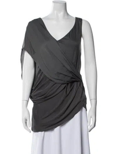 Pre-owned Helmut Lang V-neck Sleeveless Top In Gray