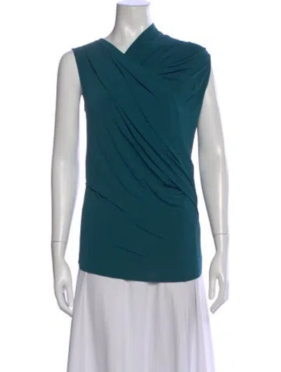 Pre-owned Helmut Lang V-neck Sleeveless Top In Green
