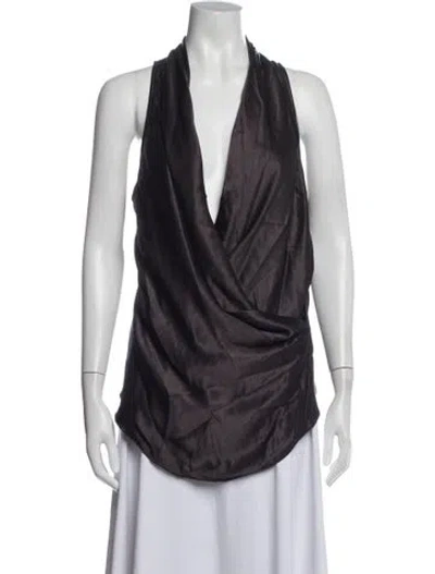 Pre-owned Helmut Lang V-neck Sleeveless Top In Purple