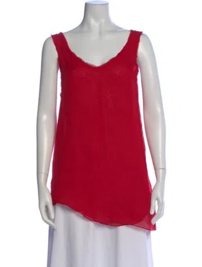 Pre-owned Helmut Lang V-neck Sleeveless Top In Red