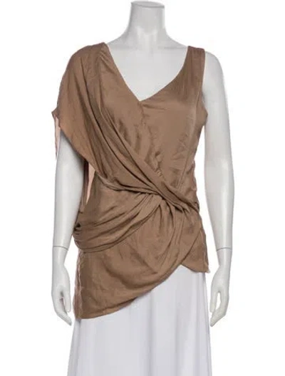 Pre-owned Helmut Lang V-neck Sleeveless Top W/ Tags In Brown