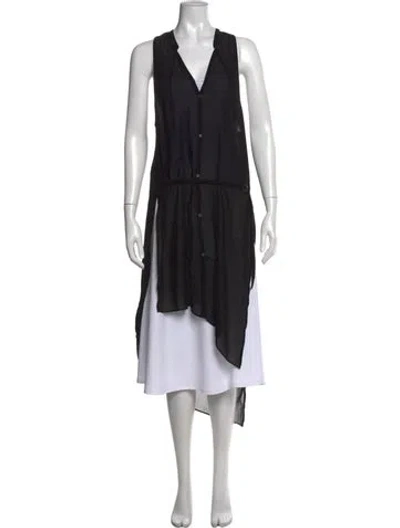 Pre-owned Helmut Lang V-neck Sleeveless Tunic In Black