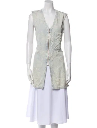 Pre-owned Helmut Lang V-neck Sleeveless Tunic In Blue