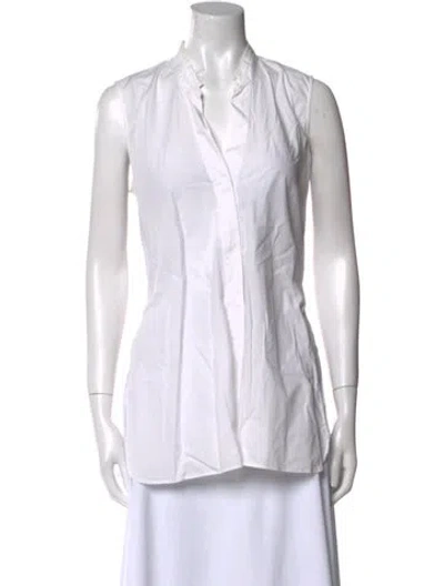 Pre-owned Helmut Lang V-neck Sleeveless Tunic In White