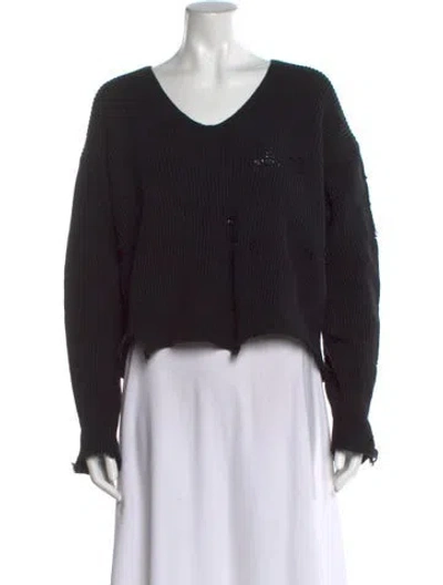 Pre-owned Helmut Lang V-neck Sweater In Black
