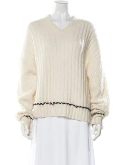 Pre-owned Helmut Lang V-neck Sweater In White