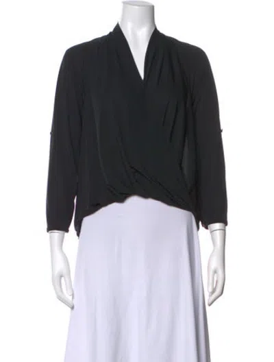 Pre-owned Helmut Lang V-neck Three-quarter Sleeve Blouse In Black