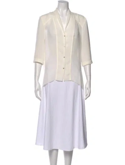 Pre-owned Helmut Lang V-neck Three-quarter Sleeve Blouse In Neutral
