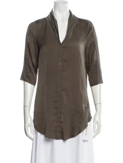 Pre-owned Helmut Lang V-neck Three-quarter Sleeve Blouse In Neutral