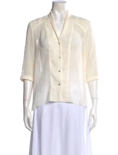 Pre-owned Helmut Lang V-neck Three-quarter Sleeve Blouse In Neutral