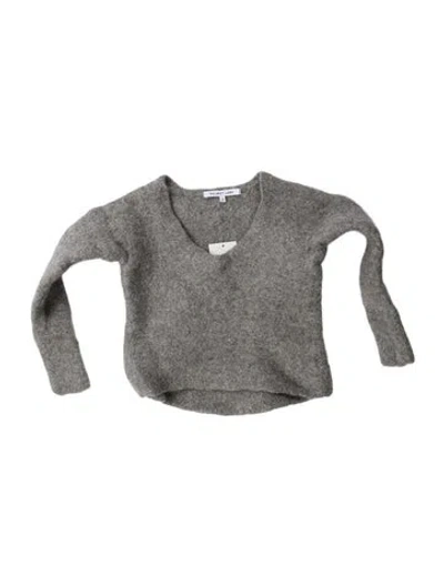 Pre-owned Helmut Lang V-neck Three-quarter Sleeve Crop Top In Gray