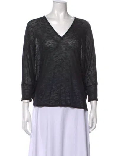 Pre-owned Helmut Lang V-neck Three-quarter Sleeve Top In Black
