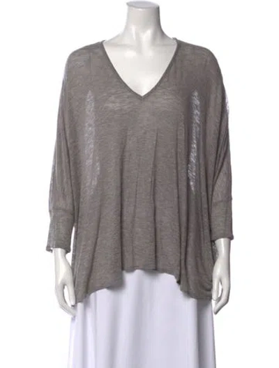 Pre-owned Helmut Lang V-neck Three-quarter Sleeve Top In Gray