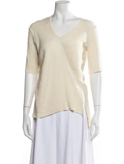 Pre-owned Helmut Lang V-neck Three-quarter Sleeve Top In Neutrals