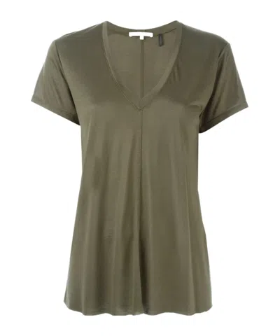 Helmut Lang V-neck T-shirt In Olive Green